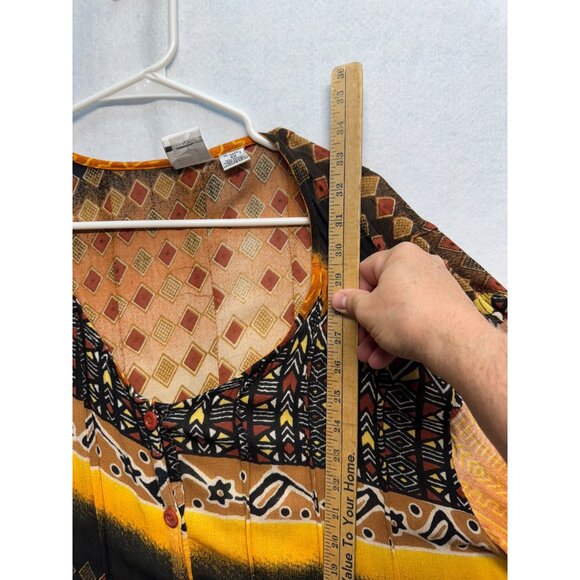 Roamans Womens Plus Size Print Button-Down Top 4XL Multicolor Short Sleeve - Picture 7 of 10